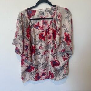 Cabi Silk Floral Print Women's Small Top Blouse Oversized Flowy Soft Silky Girly